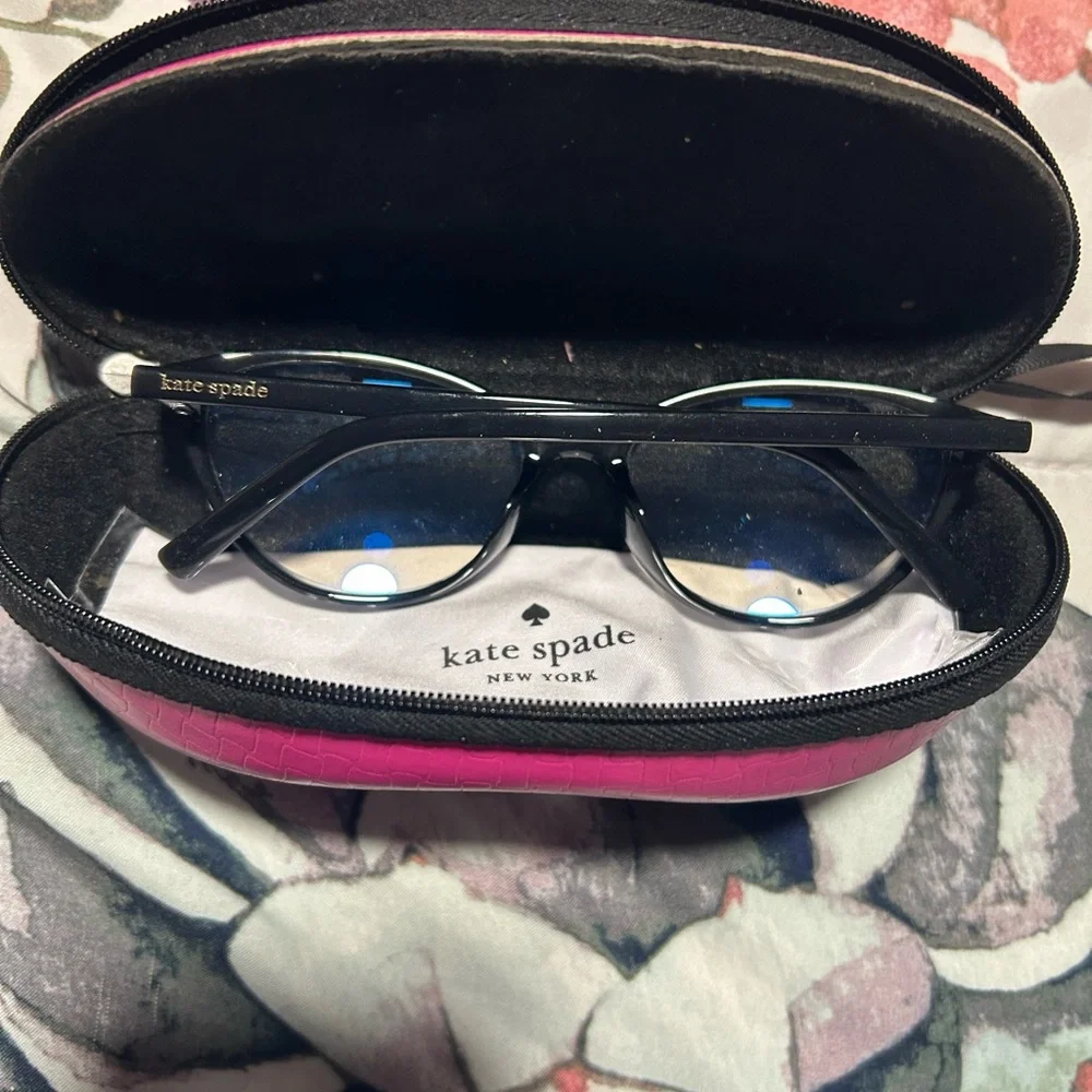 Kate Spade New York Black Eyeglasses Floral Arms Frames Only EUC - Picture 2 of 4
